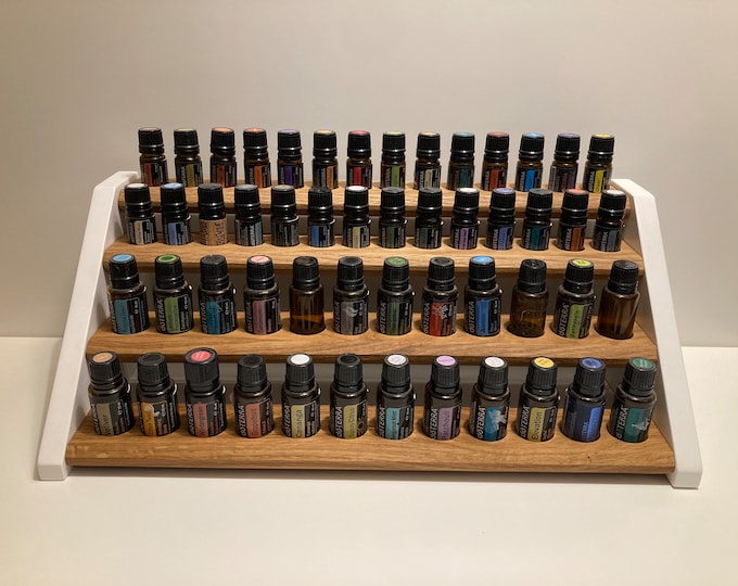 Grandstand oils shelf display for e.g. DoTERRA wooden stand for 24x15ml 28x5ml oil bottles essential oils oak wood