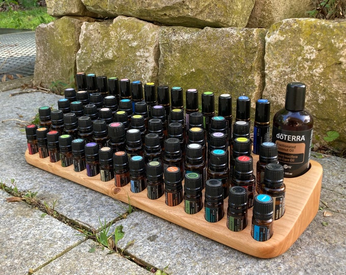 The "One for All" beautiful unique piece made of cherry wood, curved multi display for essential oils e.g. DoTerra - essential oils