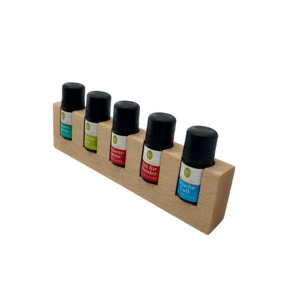 Set of 5 oil organizers for e.g. Primavera oils made of beech wood stand for essential oils wooden holder 26 mm diameter for oil bottles
