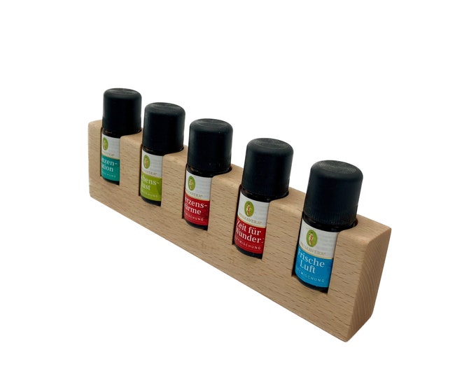 Set of 5 oil organizers for e.g. Primavera oils made of beech wood stand for essential oils wooden holder 26 mm diameter for oil bottles