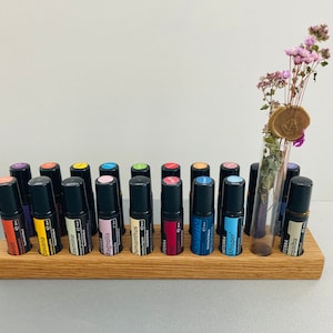 20 Oils Organizer Stand for Doterra Oils Wooden Holder for Oil Bottles Essential Oils 10ml Bottle Holder + Glass Vase