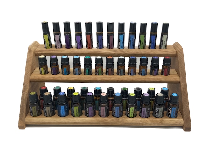 Grandstand oils shelf display for e.g. DoTERRA wooden stand for 21+12+12 oil bottles essential oils oak wood