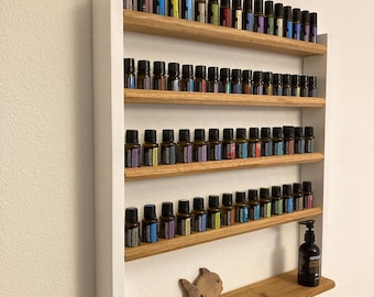 Multi Oils Wall Shelf - Display for e.g. DoTERRA Wooden Stand for 28+17+17 or 46+33+33 Oil Bottles Essential Oils Oak Wood
