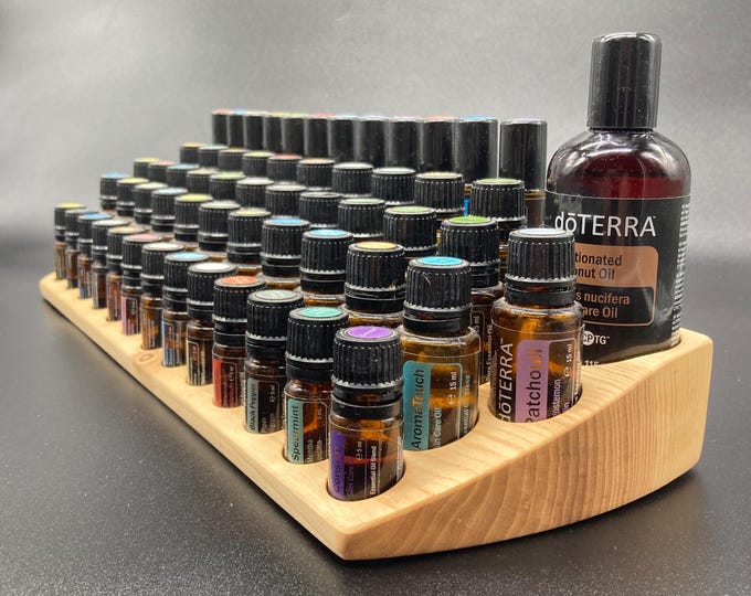 The "One for All" beautiful, unique piece made of ash wood, a curved multi-display for essential oils, e.g., doTerra essential oils.