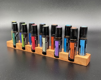 13-piece display stand for e.g. doterra oils, for storing 10ml essential oil bottles, made of cherry wood