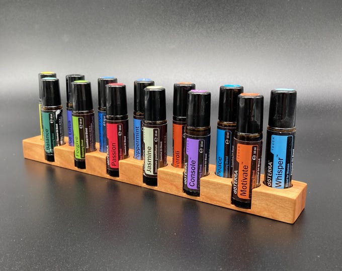 13-piece stand for e.g. Doterra oils Display for oil bottles Storage Essential oils 10ml made of cherry wood