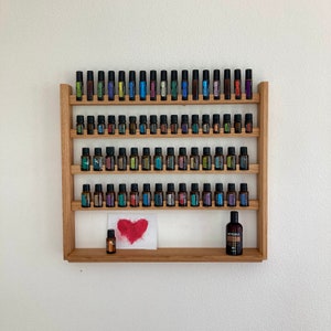 Multi Oils Wall Shelf - Display for e.g. DoTERRA Wooden Stand for 28+17+17 Oil Bottles Essential Oils Oak Wood