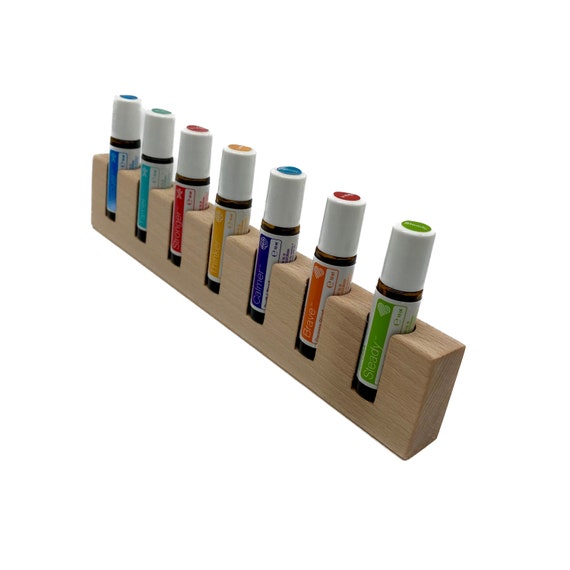 7-piece oil organizer stand for doTERRA oils, wooden holder for 10ml essential oil bottles
