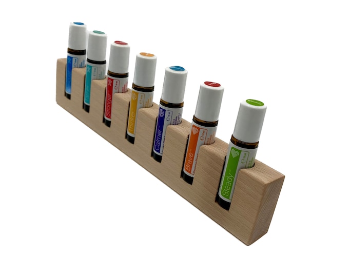 7-piece oil organizer stand for doTERRA oils, wooden holder for 10ml essential oil bottles