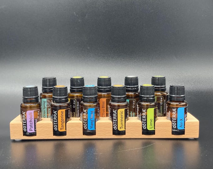 Oil Organizer Stand for doTERRA Oils, Wooden Holder for 11 x 15ml Essential Oil Bottles