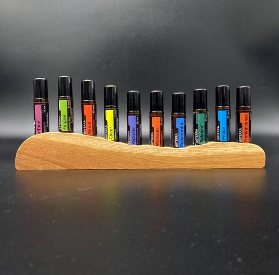 10 Roll-Ons, a unique piece made of beautiful oak wood - stand for e.g. doTERRA essential oils 10ml bottles