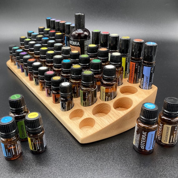 The "One for All" beautiful, unique piece made of beechwood, a curved multi-display for essential oils, e.g., doTerra essential oils.
