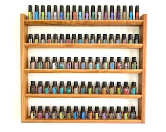 Multi Oils Wall Shelf - Display for e.g. DoTERRA Wooden Stand for 45 + 18 +18 Oil Bottles Essential Oils Oak Wood
