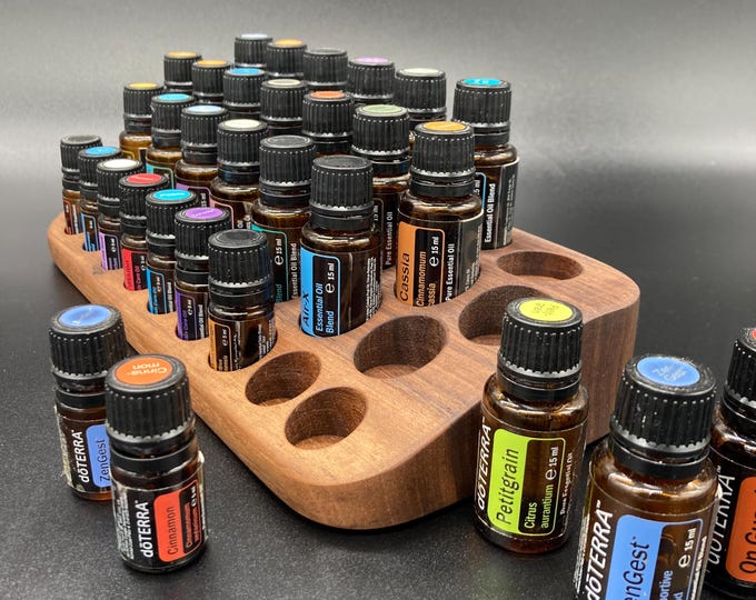 The "One for Two" Organizer - beautiful walnut wood - multi-stand for essential oil bottles such as doTERRA