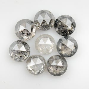 Diamante natural suelto de 3 mm, redondo, rosa, gris, con vetas sal y pimienta, diamante redondo Galaxy calibrado de tamaño pequeño para pendientes y joyería minimalista.