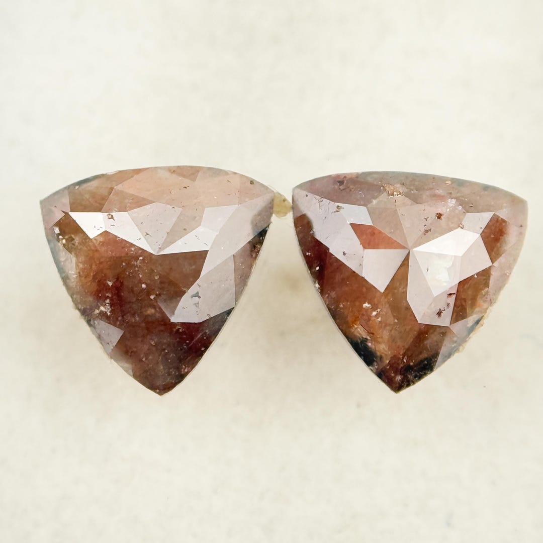 1.43CT Triangle Shape Fancy Reddish Trillion Rustic Diamond Pair Loose ...