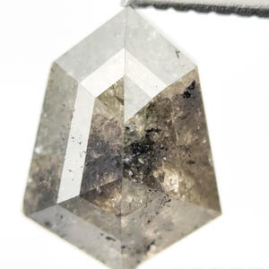 3.10 ct celestial shield cut salt and pepper natural rose cut diamond, nature inspire galaxy inclusion diamond for promise ring