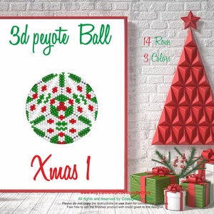 3d Ball  Xmas 1 Peyote  beading Pattern PDF  pattern  instant download
