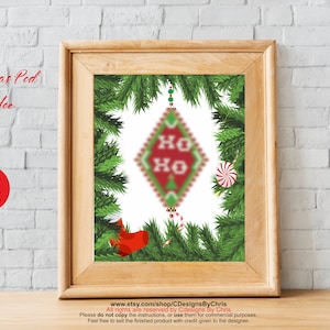 Peyote Christmas  Pod  Ho Ho Ornament