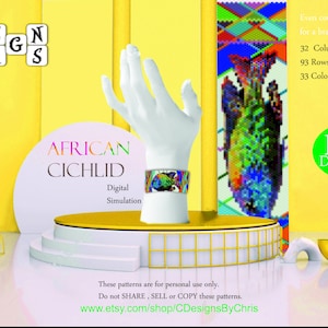 African cichlid  Even Count Peyote Bracelet beading Pattern PDF  pattern for cuff bracelet PDF instant download