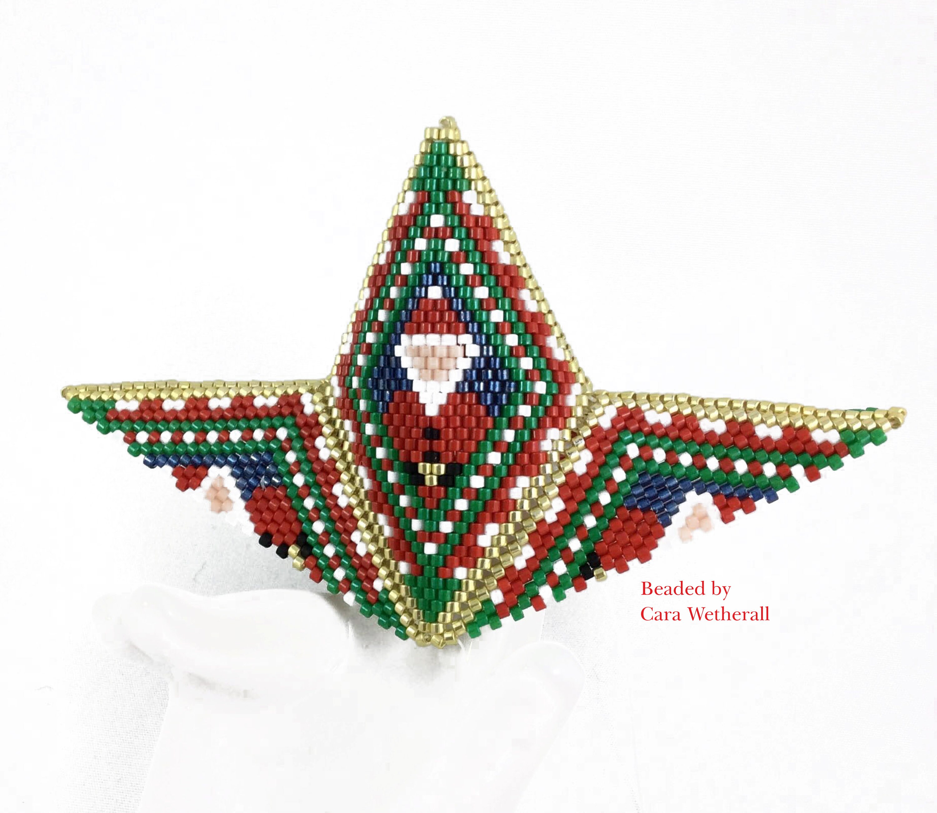 Christmas Bows Peyote Star Pattern, 2 Sizes Gift PDF 18PS043AB
