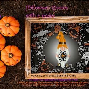 Halloween Gnome with spider  beading Pattern for  brick stitch PDF    instant download