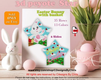 Lapin de Pâques avec panier Motif étoile peyotl 3D avec perles Motif PDF à télécharger