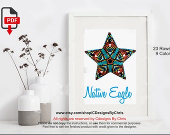 3d Star Native Eagle Peyote  beading Pattern PDF  pattern  instant download