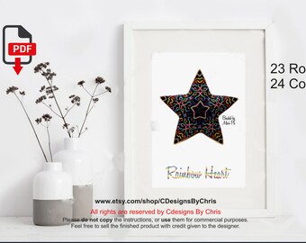 Rainbow Heart  Peyote  beading Pattern PDF  pattern  instant download