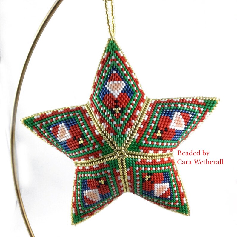 Santa Claus 3d Christmas Star Peyote beading Pattern PDF | Etsy