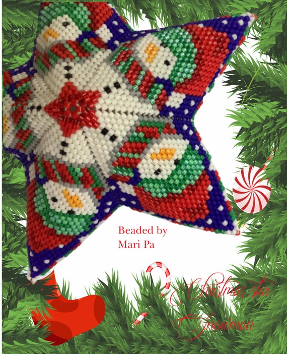 Snowman 3d Christmas Star Peyote Beading Pattern PDF Pattern - Etsy