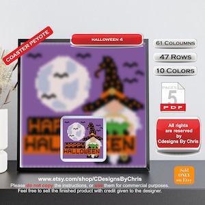 Halloween 4 Peyote Stitch Beaded Coaster