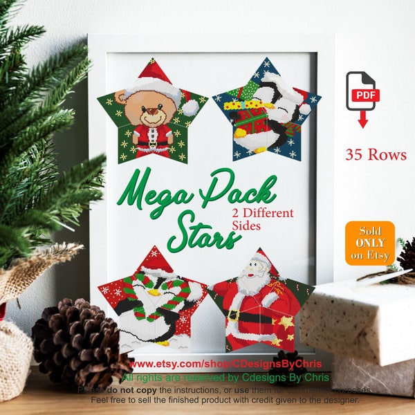 Mega Pack 3d Kerstster Peyote kralenpatroon PDF-patroon direct downloaden