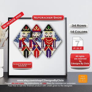 Nutcracker Snow  Peyote Pod  Ornament
