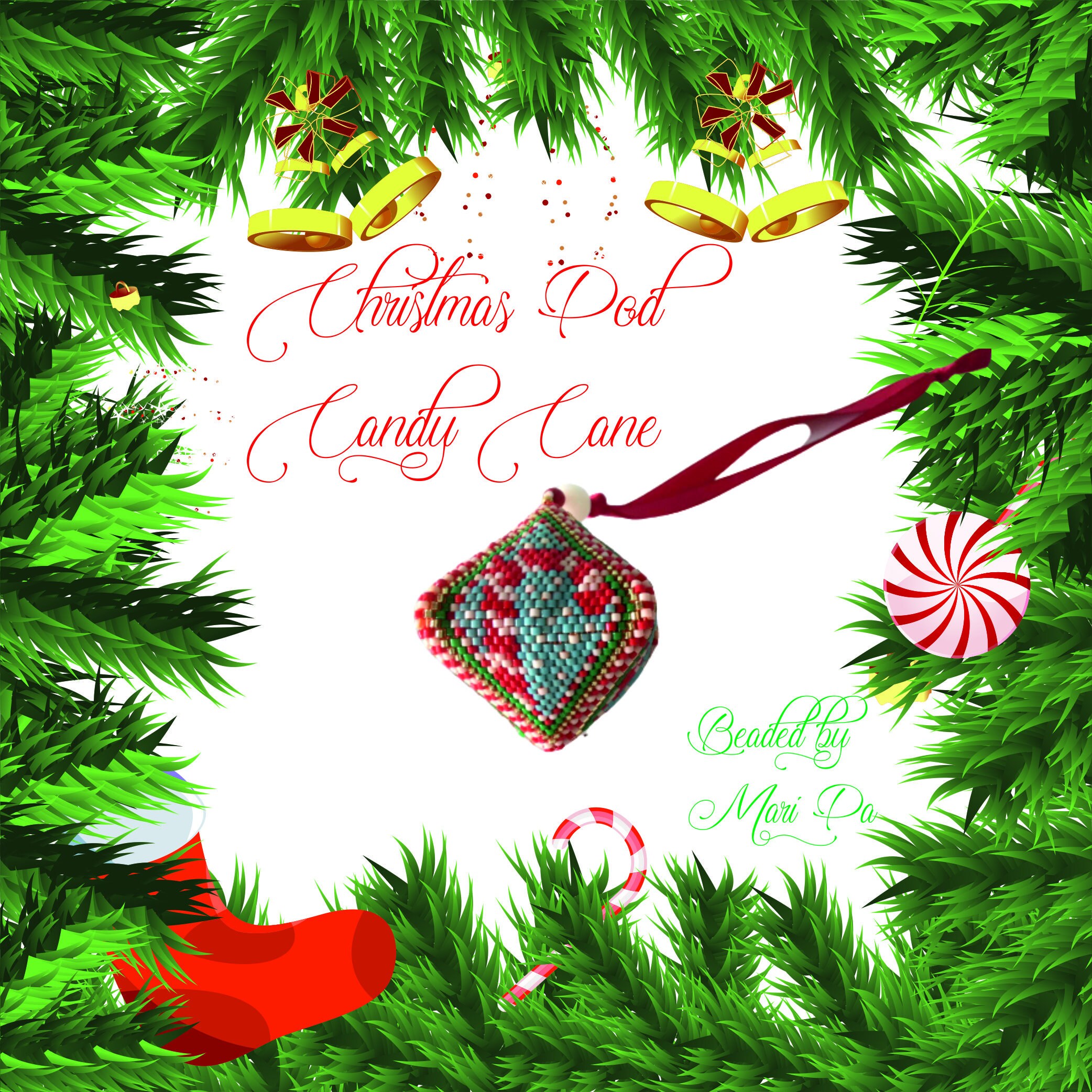 Peyote Christmas Pod Candy Cane Ornament - Etsy België
