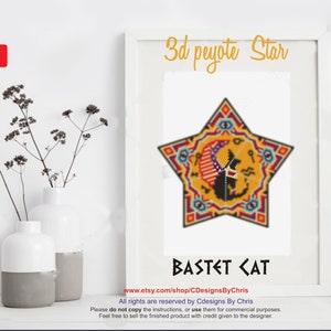 Bastet Cat 3d Star Peyote perles Pattern PDF modèle téléchargement instantané