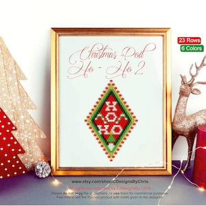 Peyote Christmas  Pod  Ho Ho2 Ornament