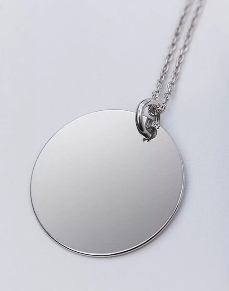 LOVE bubble font Engraved Disc Necklace 24k Gold or 925 Sterling Silver Chain Pretty Valentine/'s Jewelry Free Shipping