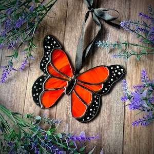 Butterfly stained glass sun catcher window decor
