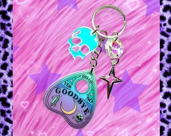 Pastel Goth Keyring Planchette Crystal