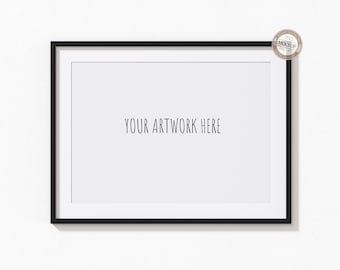 A4 A3 A2 A1 Landscape Frame Mockup,Black,Thin Horizontal Frame,Neutral Empty Background,Stock Photography Mock Up,Frame Template,PSD+PNG+JPG
