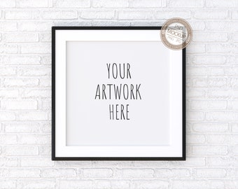 May include: A black picture frame with a white mat and a white background. The text "YOUR ARTWORK HERE" is written in black on the white background.
