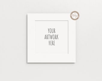Square White Frame Mockup, Thick Square Paper Frame, White Wall, Stock Image, Digital Photo Frame Mock Up,Template, PSD+PNG+JPG