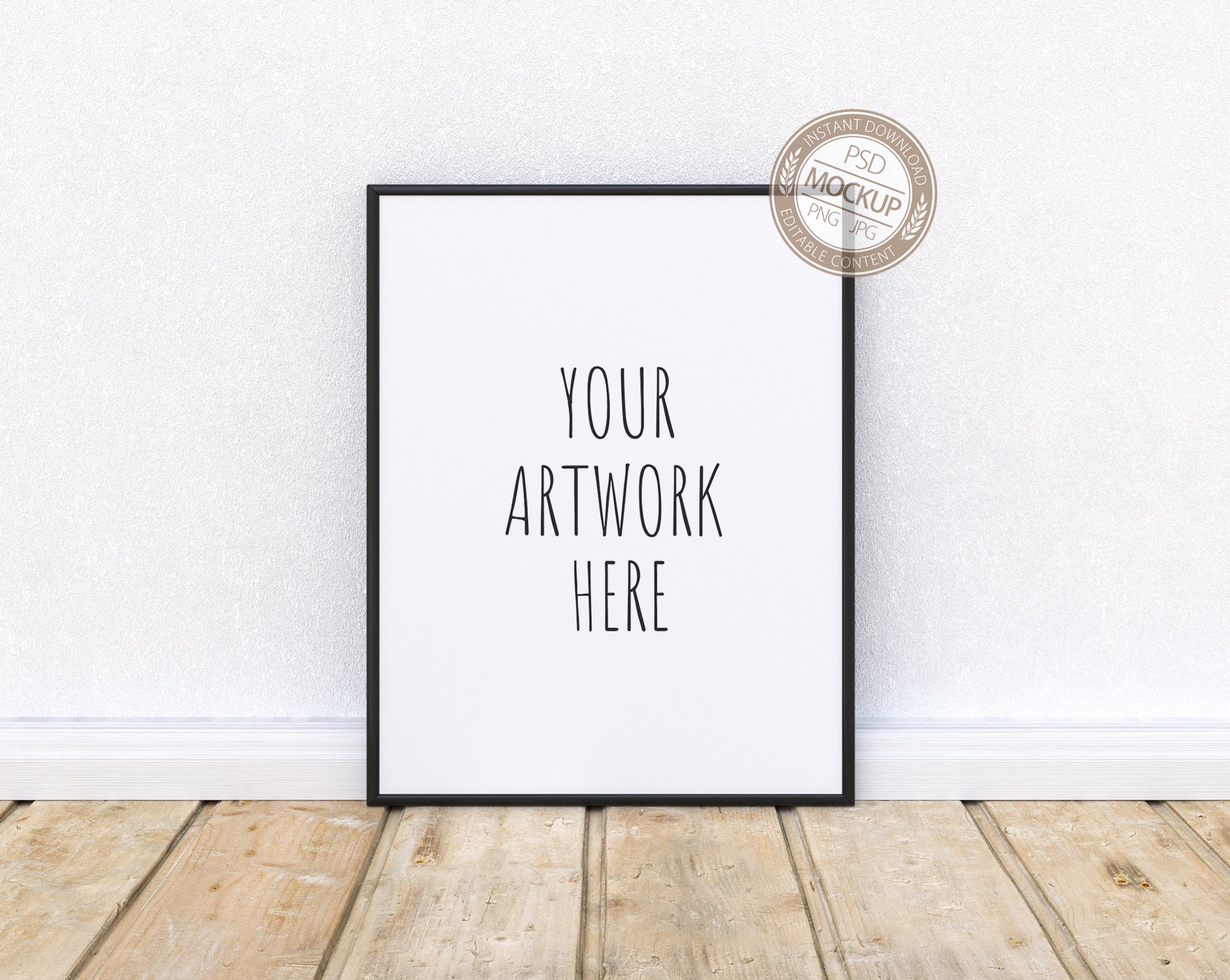 8.5 x 11 Portrait Black Frame Mockup Digital Item Vertical