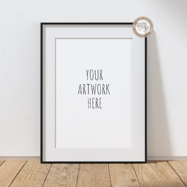 A4 A3 A2 A1 Portrait Black Frame Mockup for Your Artwork, Vertical Frame, Stock Digital Art, PSD + PNG + JPG