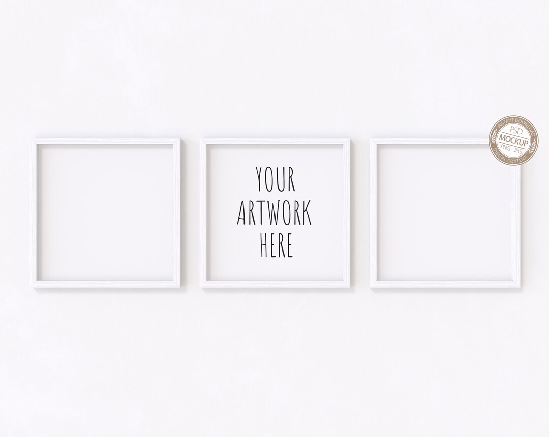 Set of Three White Square Frame Mockup,digital Frames,set of 3,white