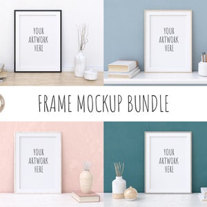 A4 A3 A2 A1 Portrait Frame Mockup Bundle, Four Thin Digital Styled Frame Mock Up Bundle, Stock Photography Mock Up 4 Bundle, PSD + PNG + JPG