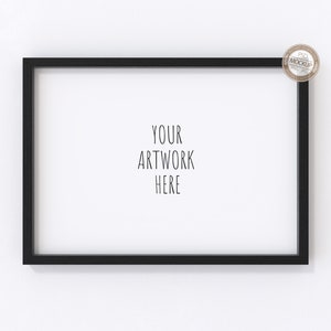 A1 A2 A3 A4 Digital Black Frame Mockup,Horizontal Frame on White Wall Mockup,Landscape,Neutral Empty Background,Frame Mock Up,PSD+PNG+JPG