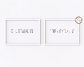 May include: Two white picture frames with a white background. The frames are empty and have the text "Your Artwork Here" in each frame.