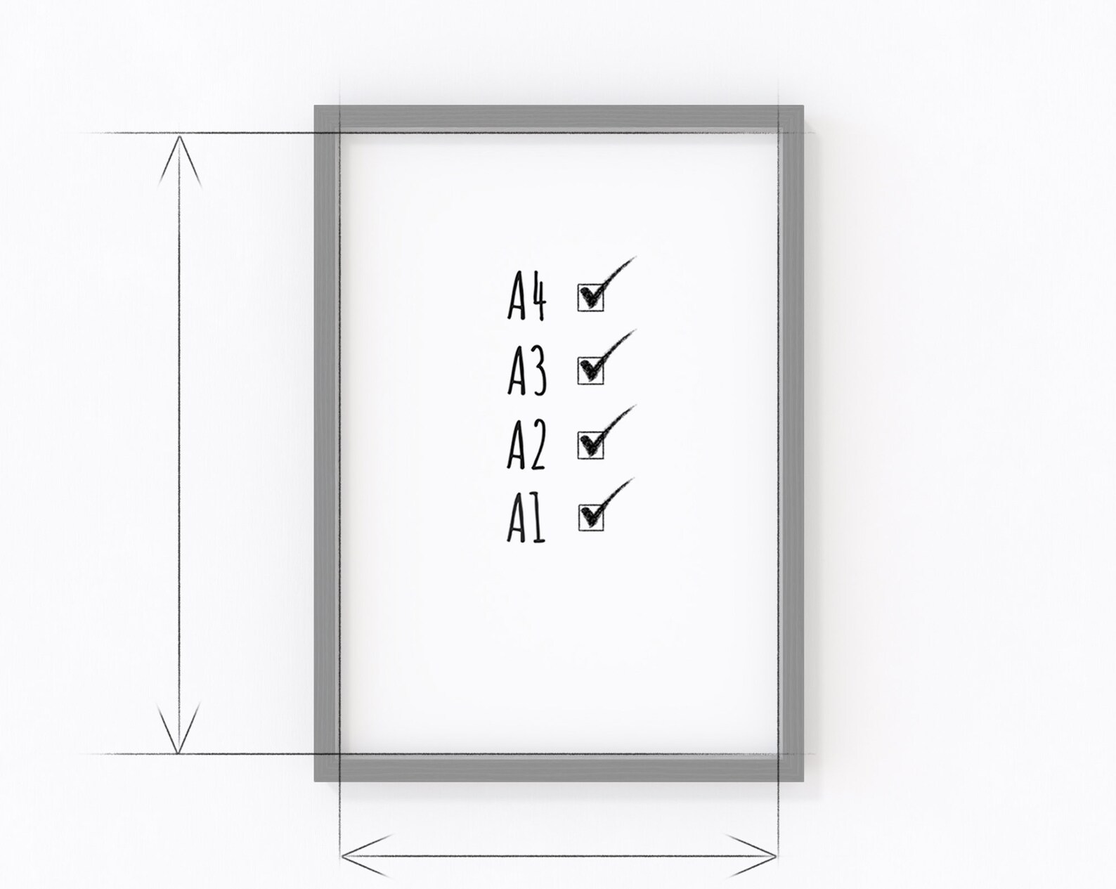 A1 A2 A3 A4 Portrait Black Frame Mockup,vertical Frame on White Wall ...